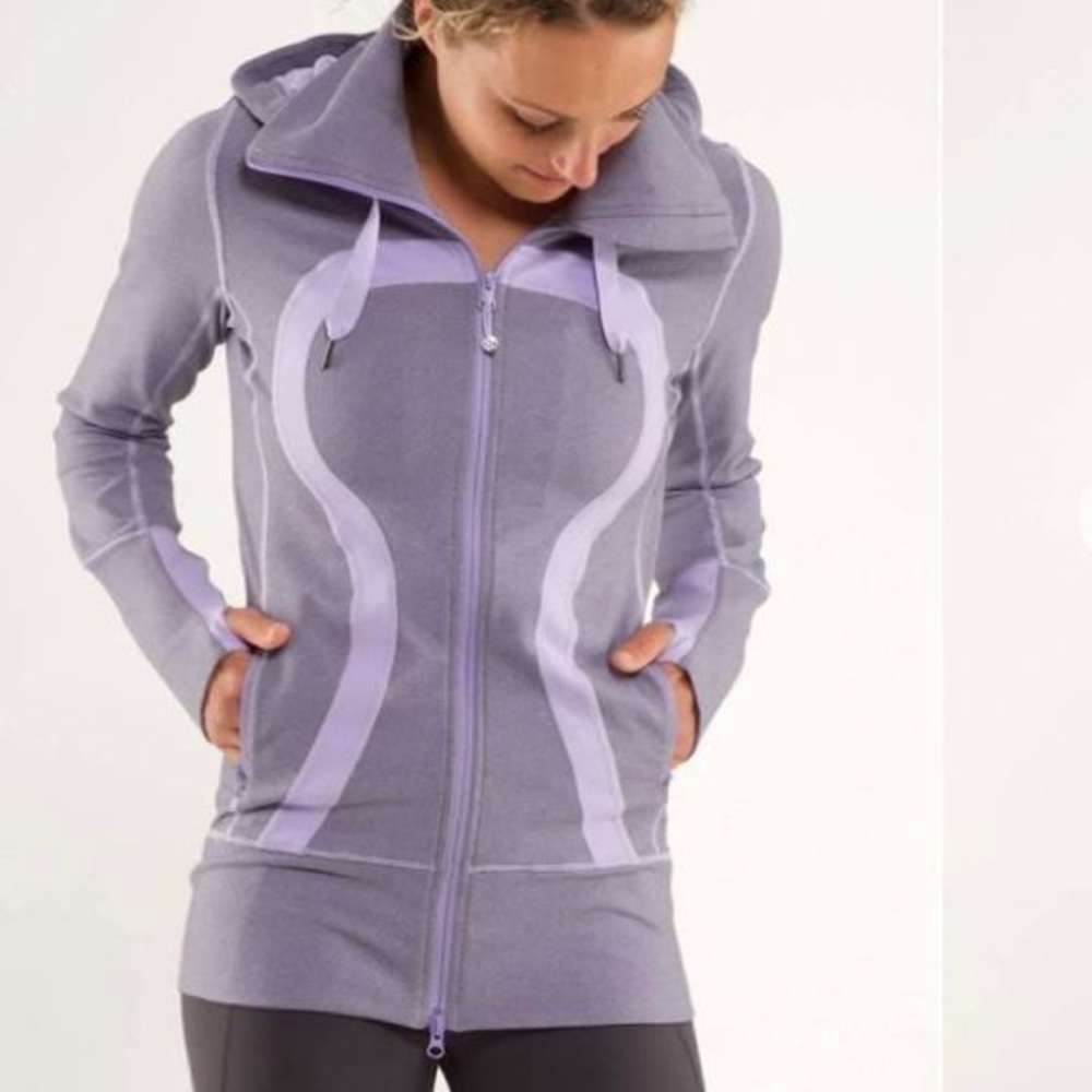 Lululemon Stride Jacket *Brushed in Lilac Heathered With Hood and Thumb …